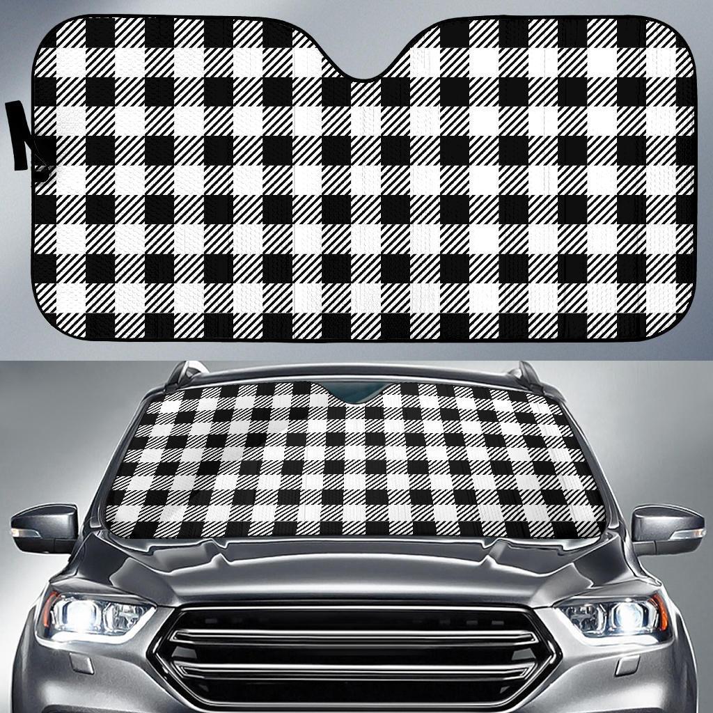 Gingham Black Pattern Print Car Sun Shade-grizzshop