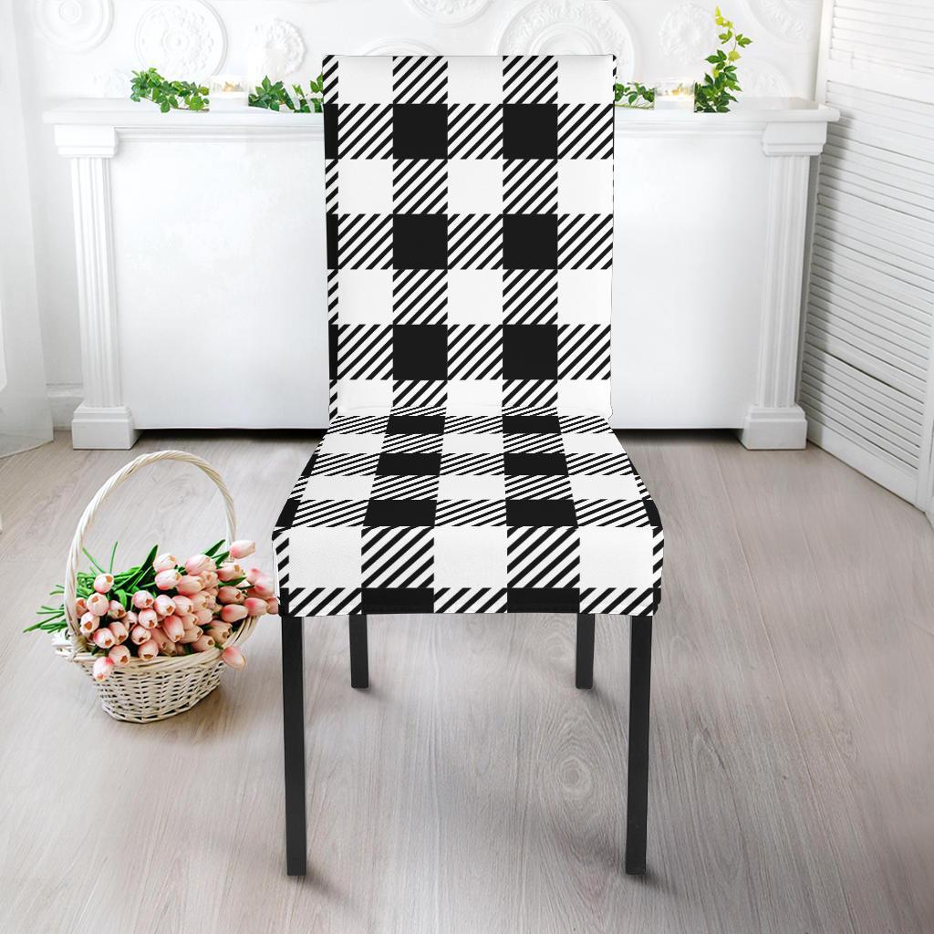 Gingham Black Pattern Print Chair Cover-grizzshop