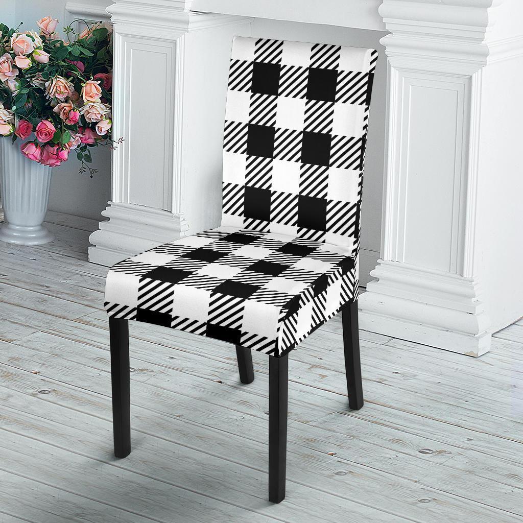 Gingham Black Pattern Print Chair Cover-grizzshop
