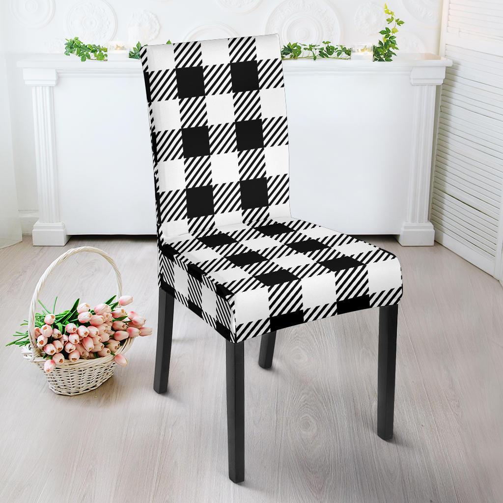Gingham Black Pattern Print Chair Cover-grizzshop