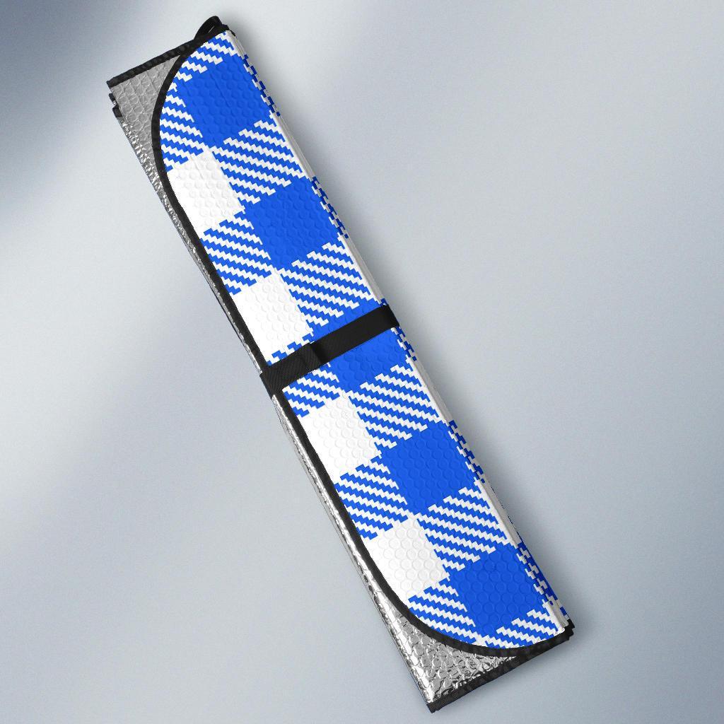 Gingham Blue Pattern Print Car Sun Shade-grizzshop