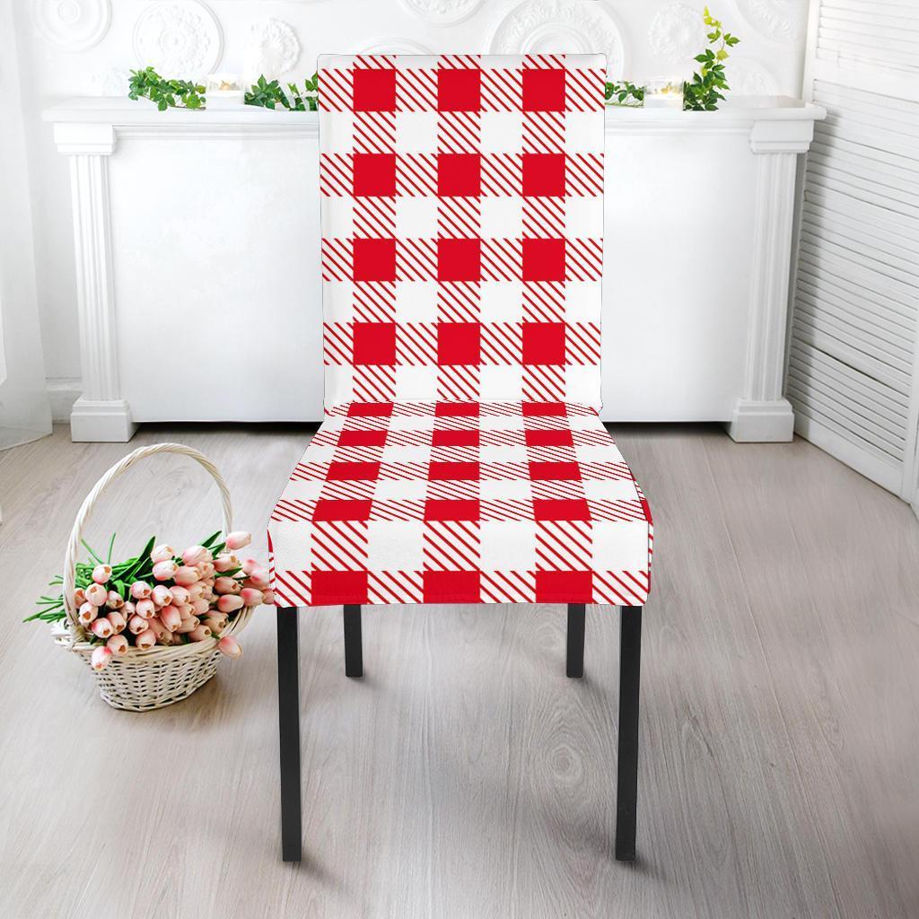 Gingham Red Pattern Print Chair Cover-grizzshop