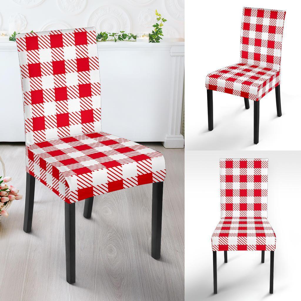 Gingham Red Pattern Print Chair Cover-grizzshop