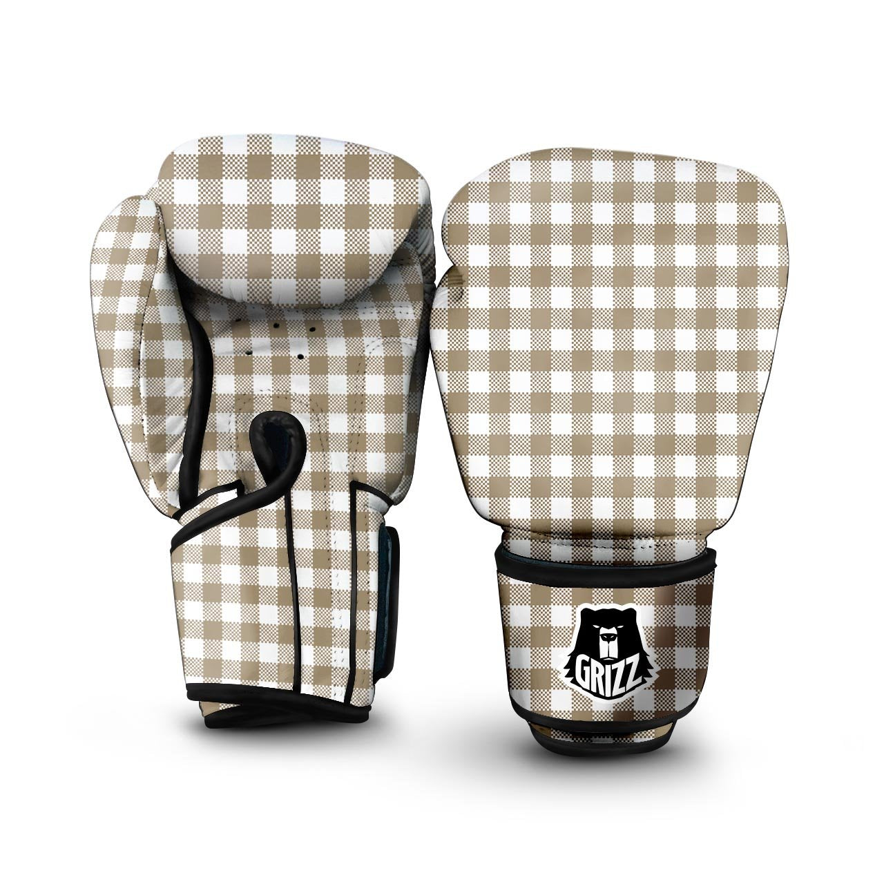 Tartan White And Pink Print Pattern Boxing Gloves