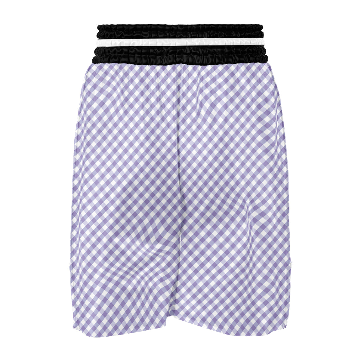 Gingham White And Violet Print Pattern Boxing Shorts-grizzshop