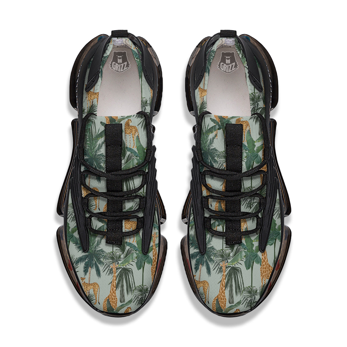 Giraffe And Leopard Vintage Print Pattern Black Gym Shoes-grizzshop