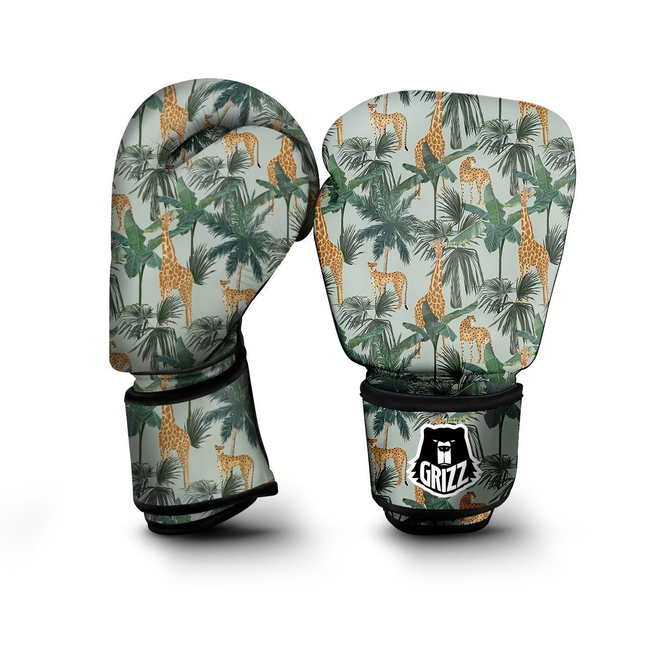 Giraffe And Leopard Vintage Print Pattern Boxing Gloves-grizzshop
