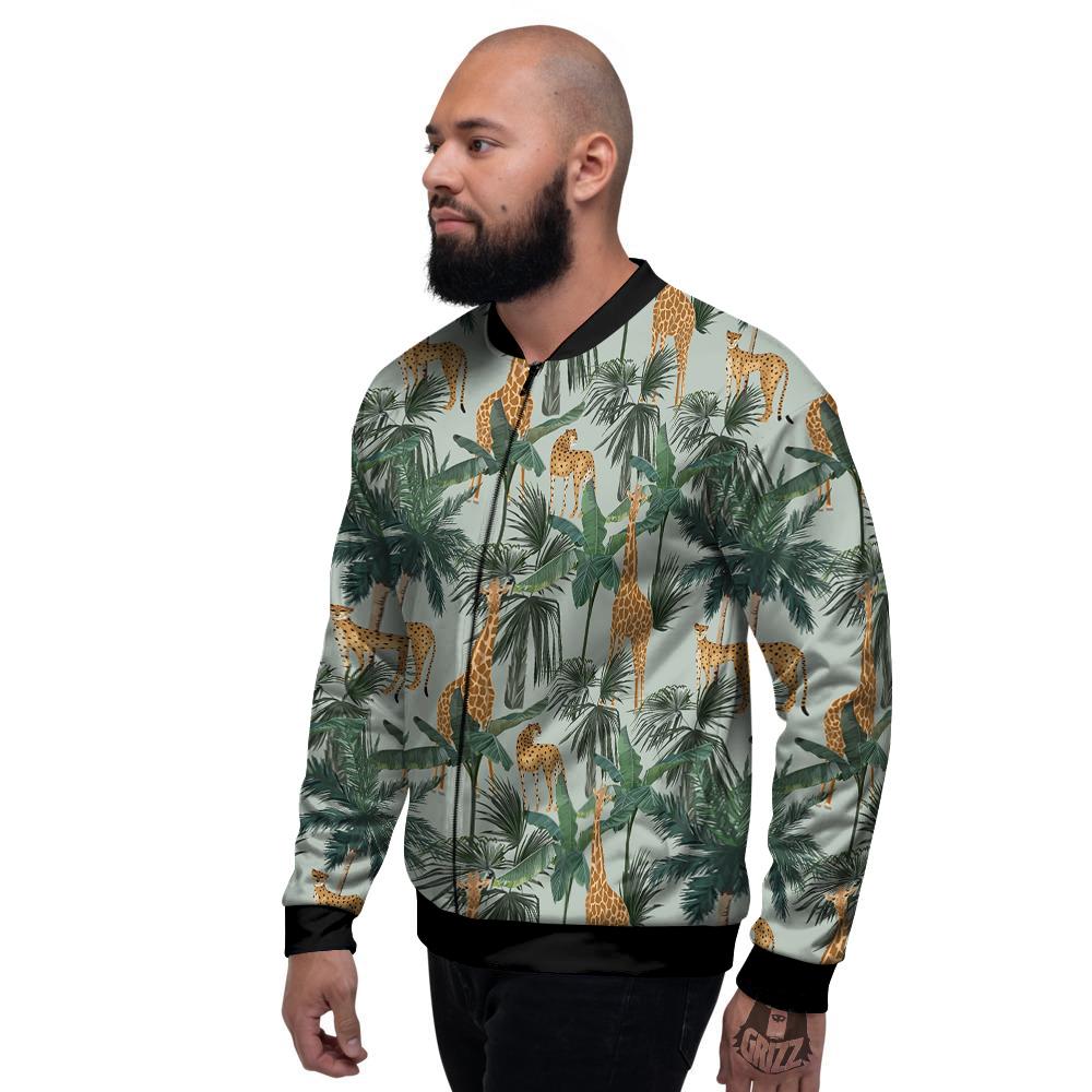Giraffe And Leopard Vintage Print Pattern Men's Bomber Jacket-grizzshop