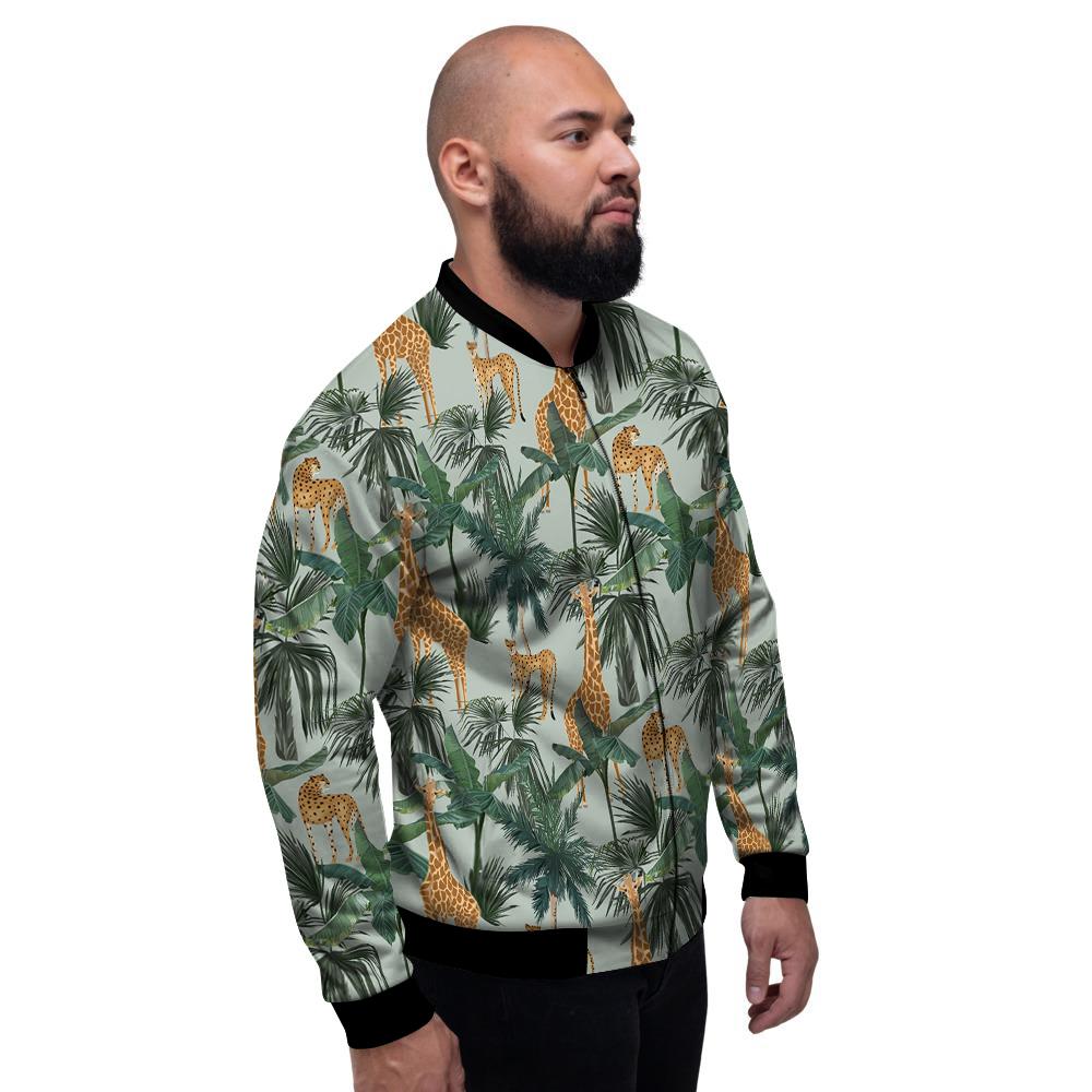 Giraffe And Leopard Vintage Print Pattern Men's Bomber Jacket-grizzshop