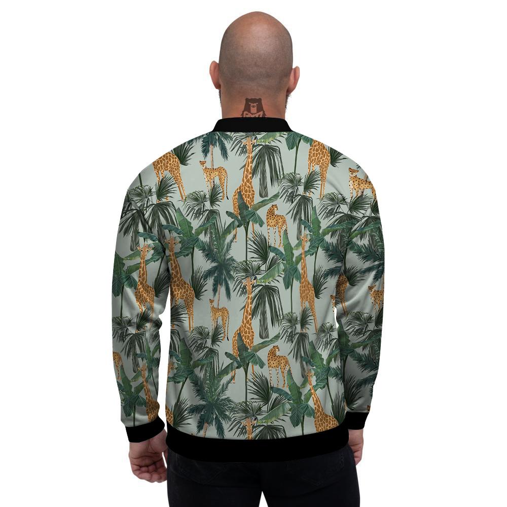 Giraffe And Leopard Vintage Print Pattern Men's Bomber Jacket-grizzshop