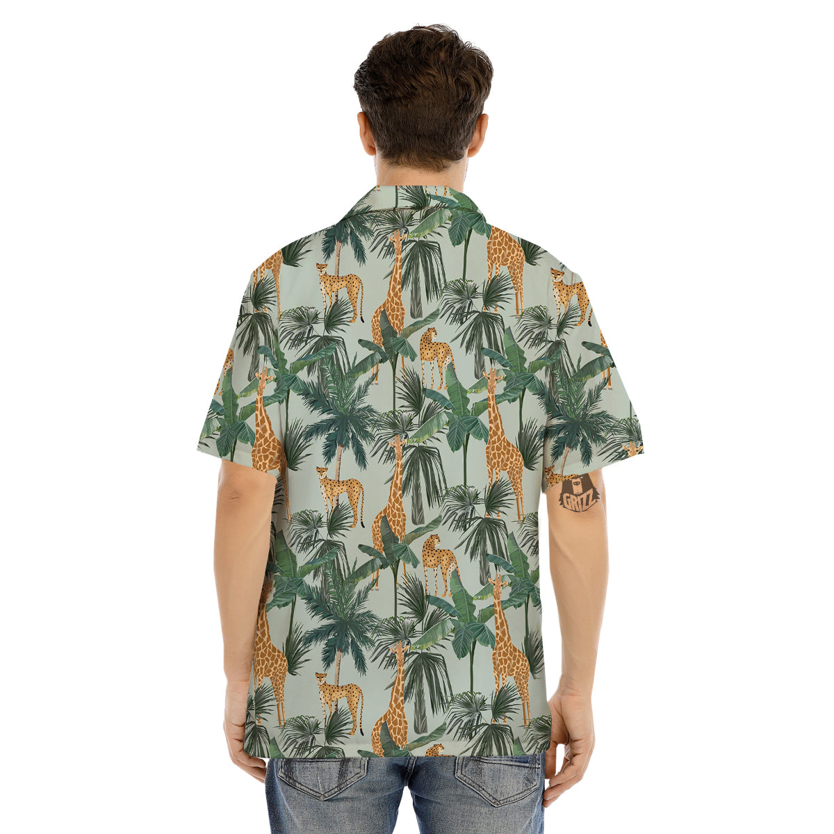 Giraffe And Leopard Vintage Print Pattern Men's Hawaiian Shirt-grizzshop
