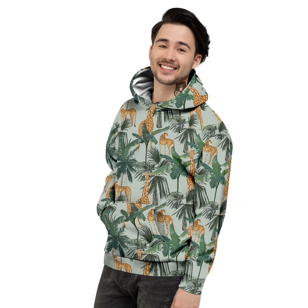 Giraffe And Leopard Vintage Print Pattern Men's Hoodie-grizzshop