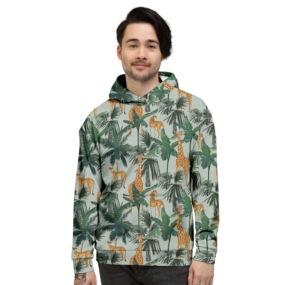 Giraffe And Leopard Vintage Print Pattern Men's Hoodie-grizzshop