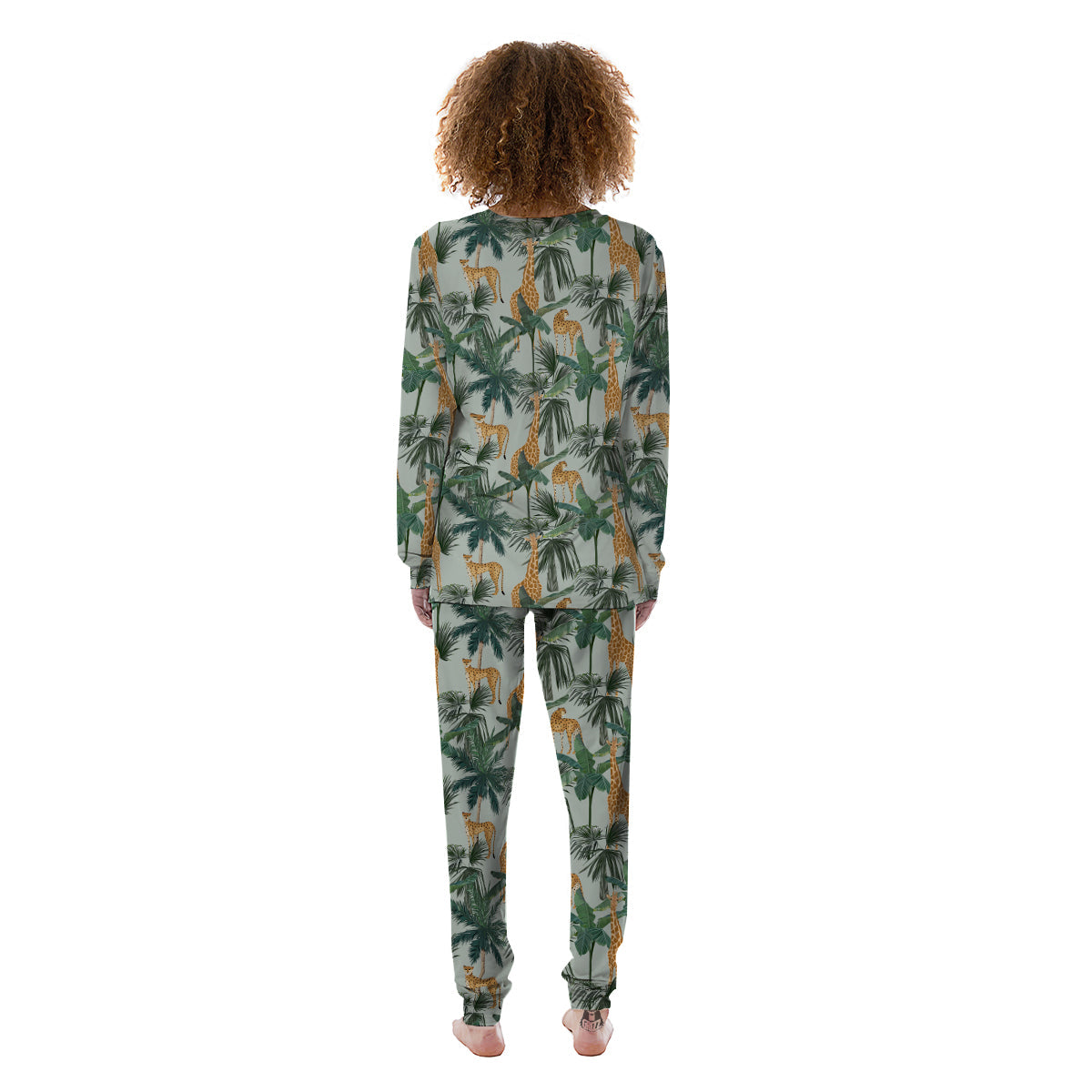 Giraffe And Leopard Vintage Print Pattern Women's Pajamas-grizzshop