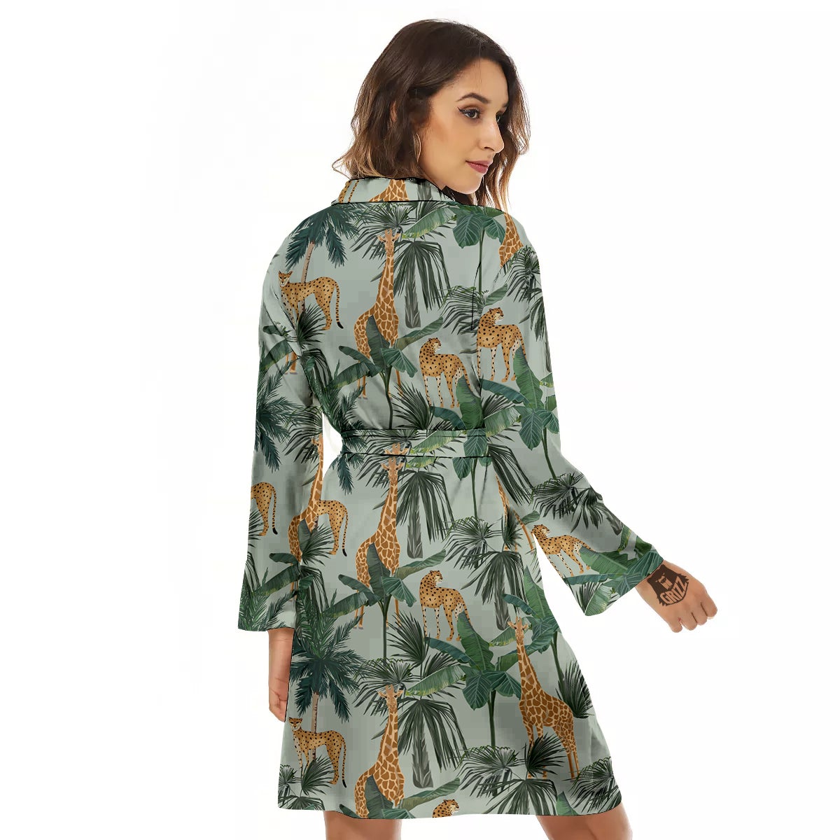 Giraffe And Leopard Vintage Print Pattern Women's Robe-grizzshop