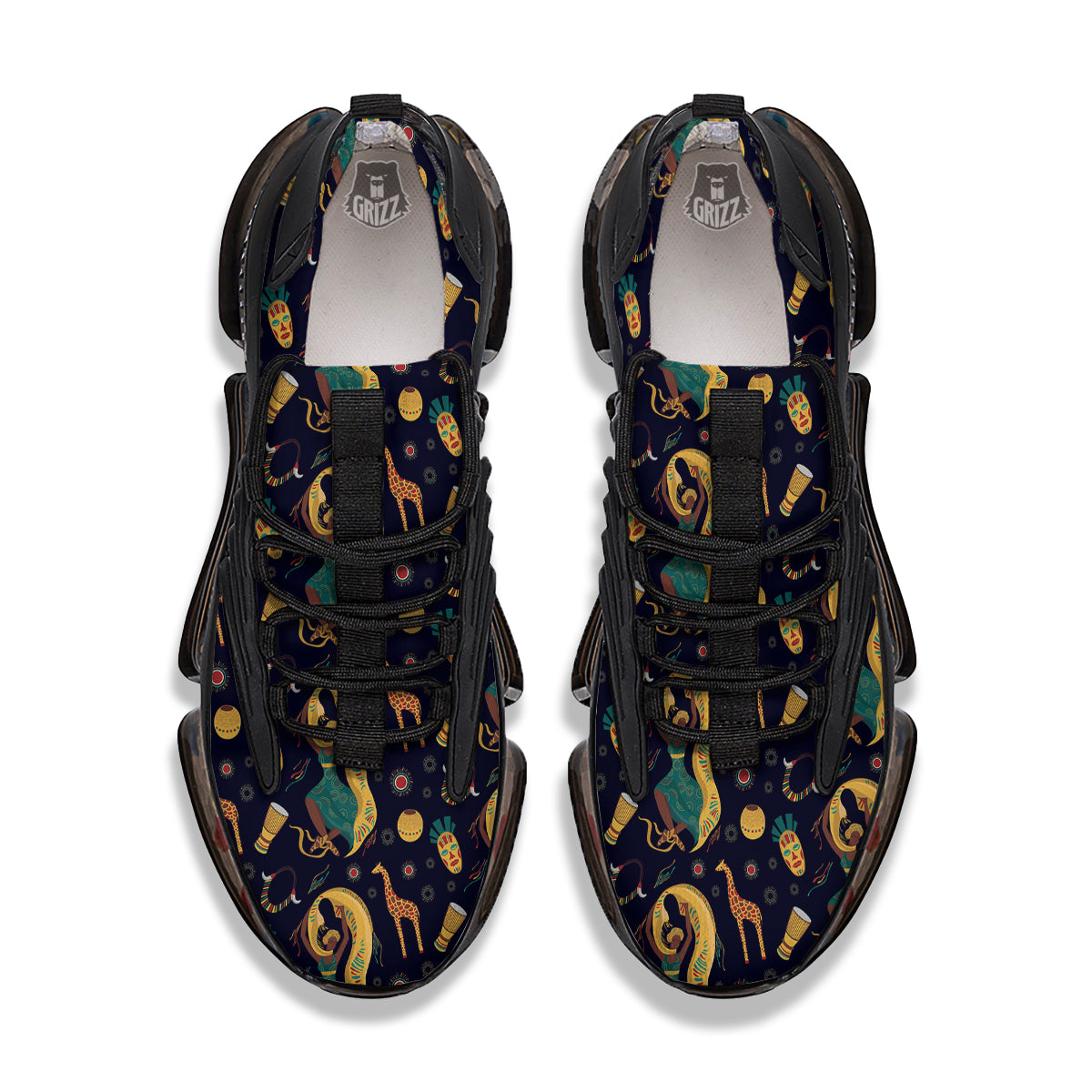 Giraffe Aztec Print Pattern Black Gym Shoes-grizzshop