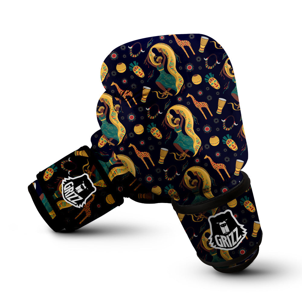 Giraffe Aztec Print Pattern Boxing Gloves-grizzshop