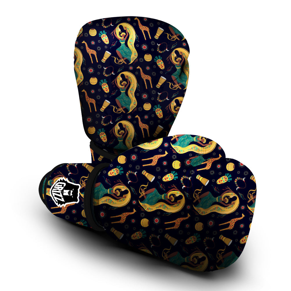 Giraffe Aztec Print Pattern Boxing Gloves-grizzshop
