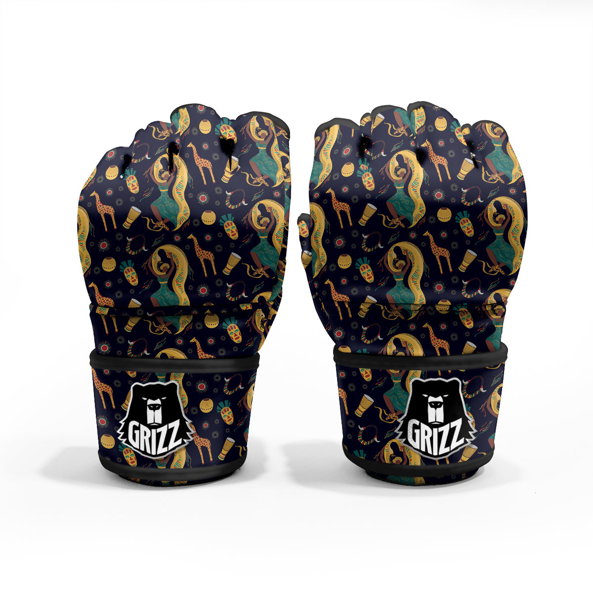 Giraffe Aztec Print Pattern MMA Gloves-grizzshop