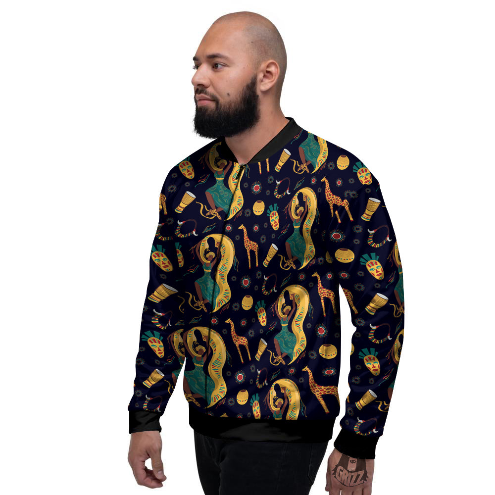 Giraffe Aztec Print Pattern Men's Bomber Jacket-grizzshop