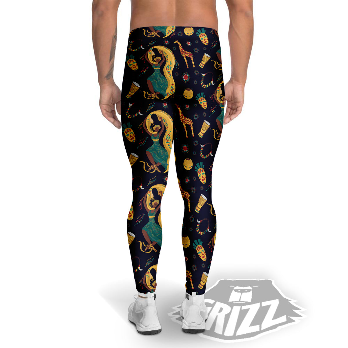 Giraffe Aztec Print Pattern Men's Leggings-grizzshop