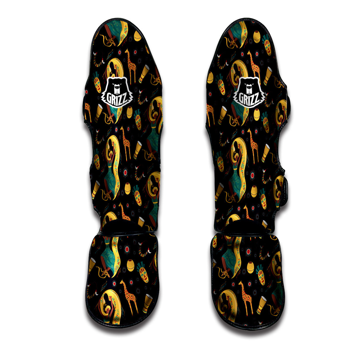 Giraffe Aztec Print Pattern Muay Thai Shin Guards-grizzshop