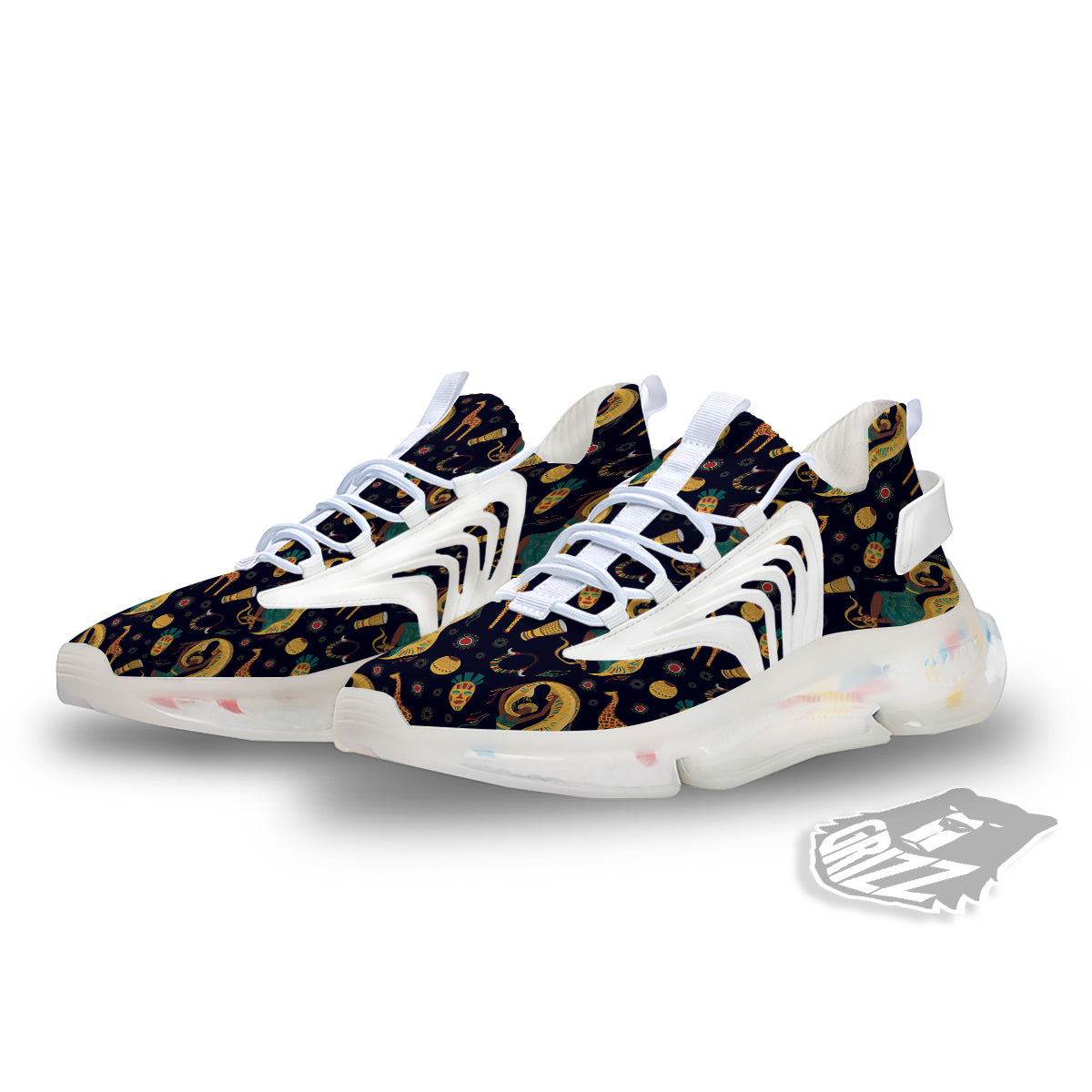 Giraffe Aztec Print Pattern White Gym Shoes-grizzshop