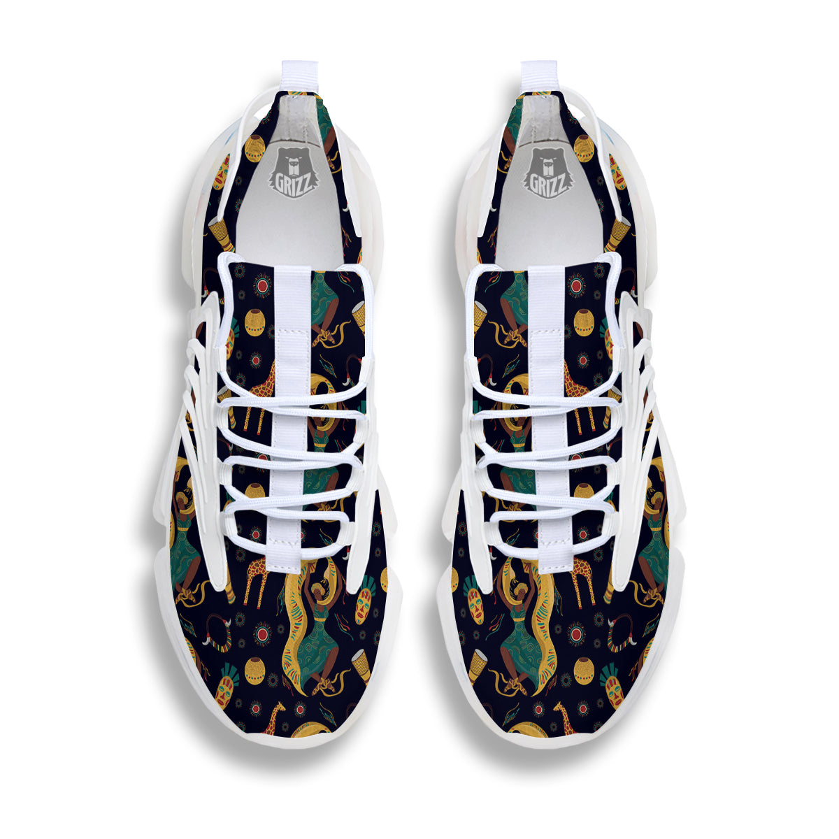 Giraffe Aztec Print Pattern White Gym Shoes-grizzshop