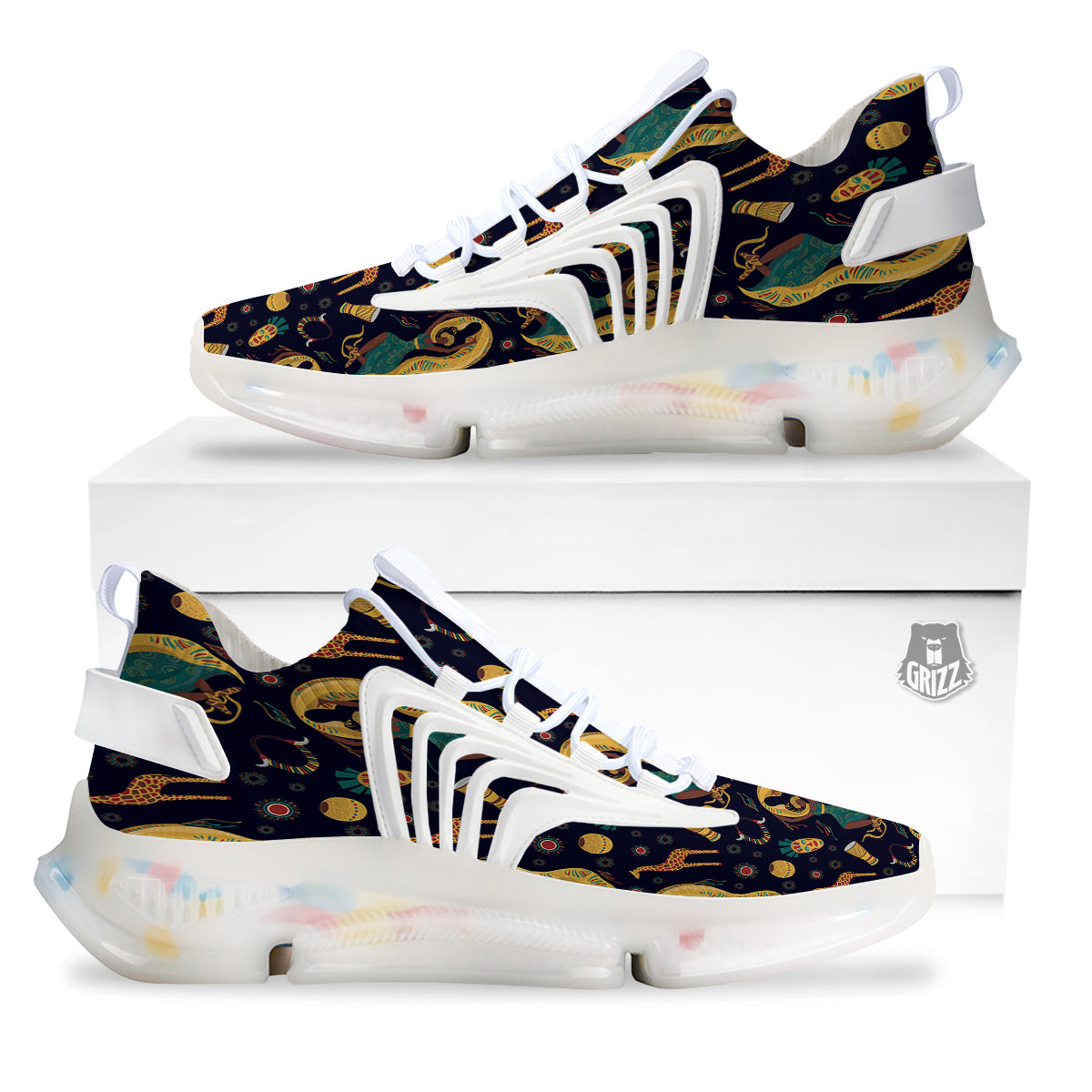 Giraffe Aztec Print Pattern White Gym Shoes-grizzshop