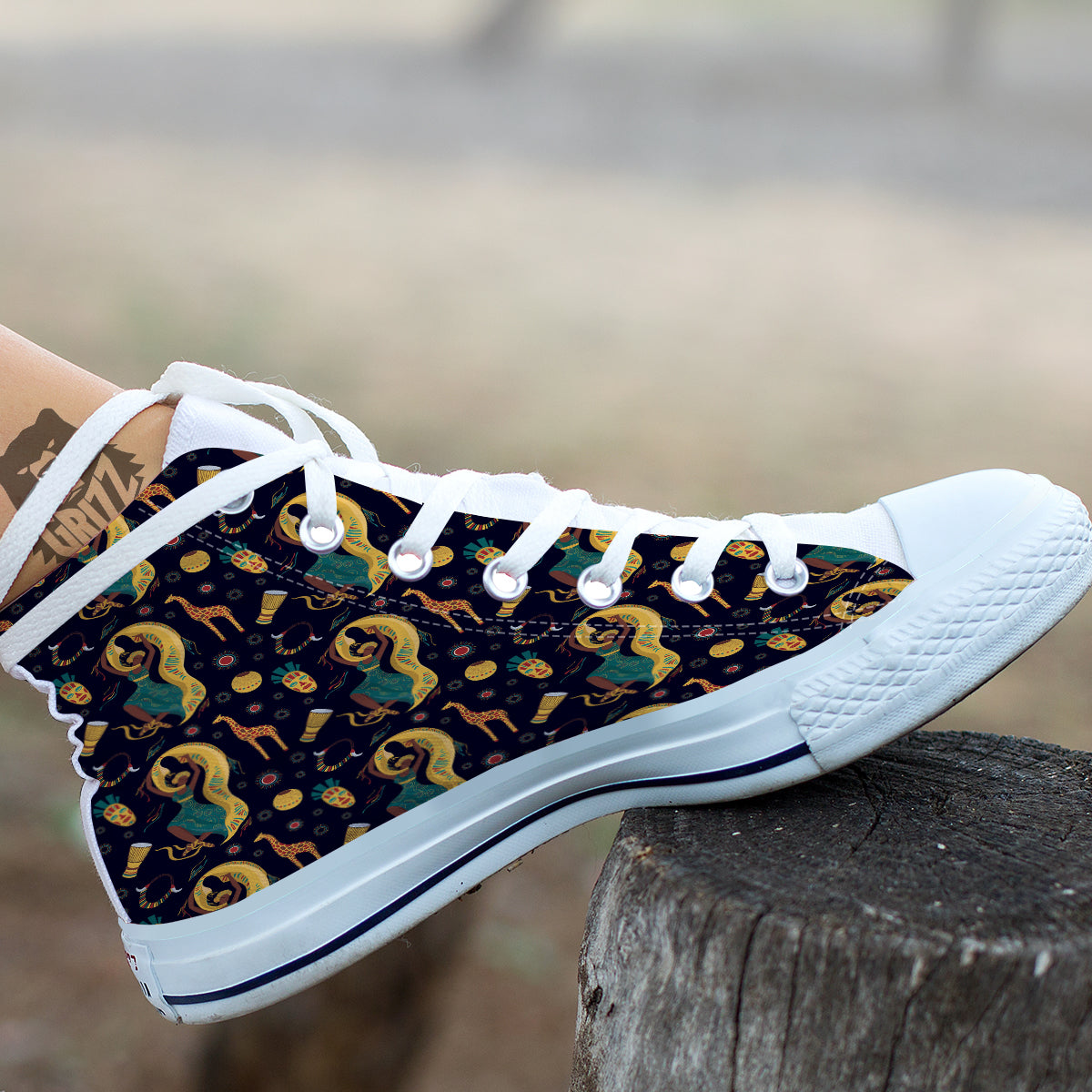Giraffe Aztec Print Pattern White High Top Shoes-grizzshop