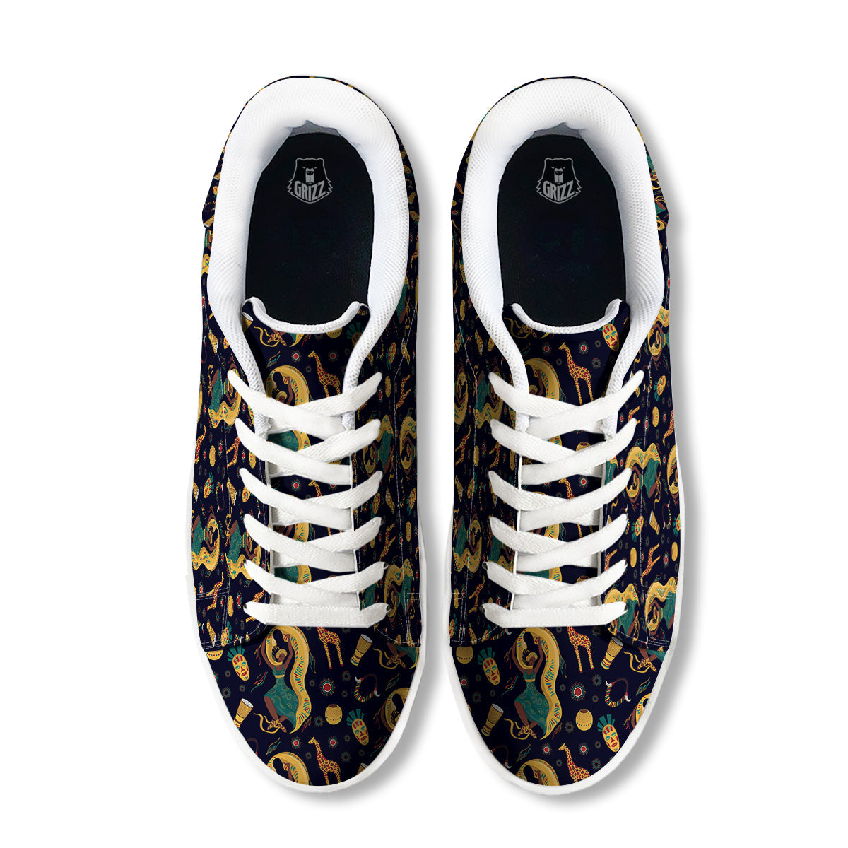 Giraffe Aztec Print Pattern White Low Top Sneakers-grizzshop