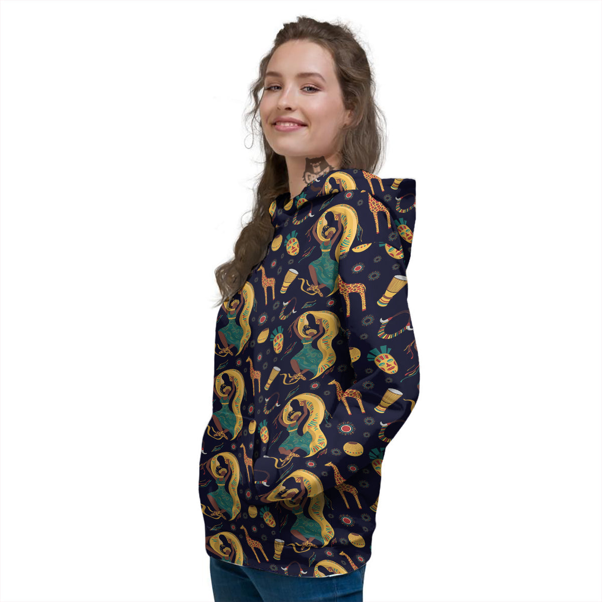 Giraffe Aztec Print Pattern Women's Hoodie-grizzshop