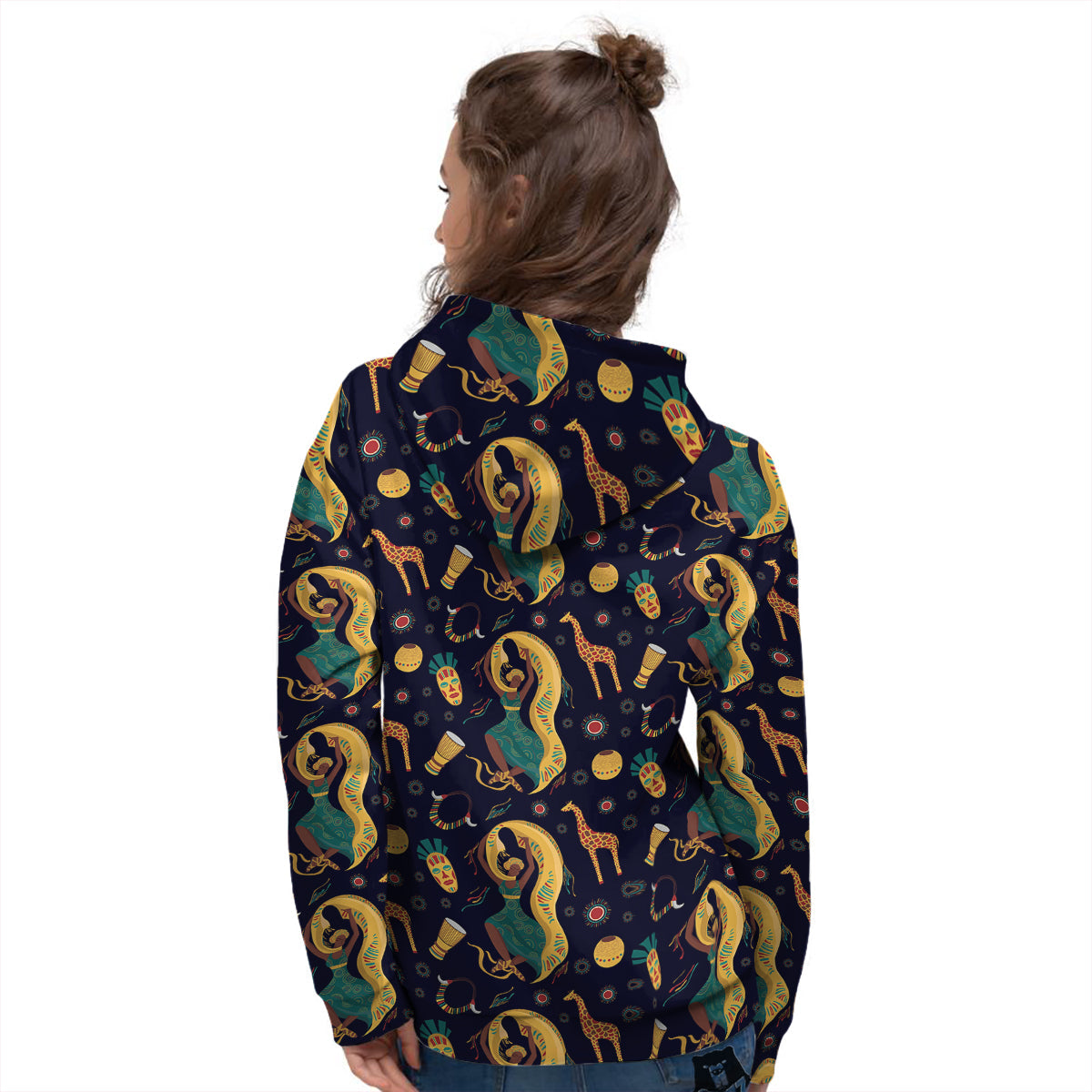 Giraffe Aztec Print Pattern Women's Hoodie-grizzshop