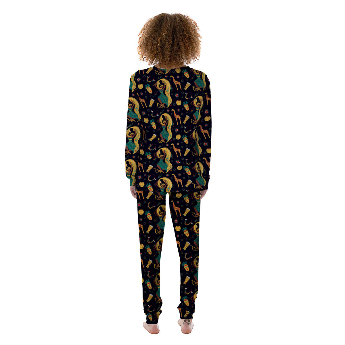 Giraffe Aztec Print Pattern Women's Pajamas-grizzshop
