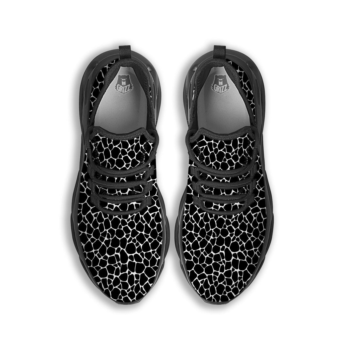 Giraffe Black Tropical Print Pattern Black Running Shoes-grizzshop