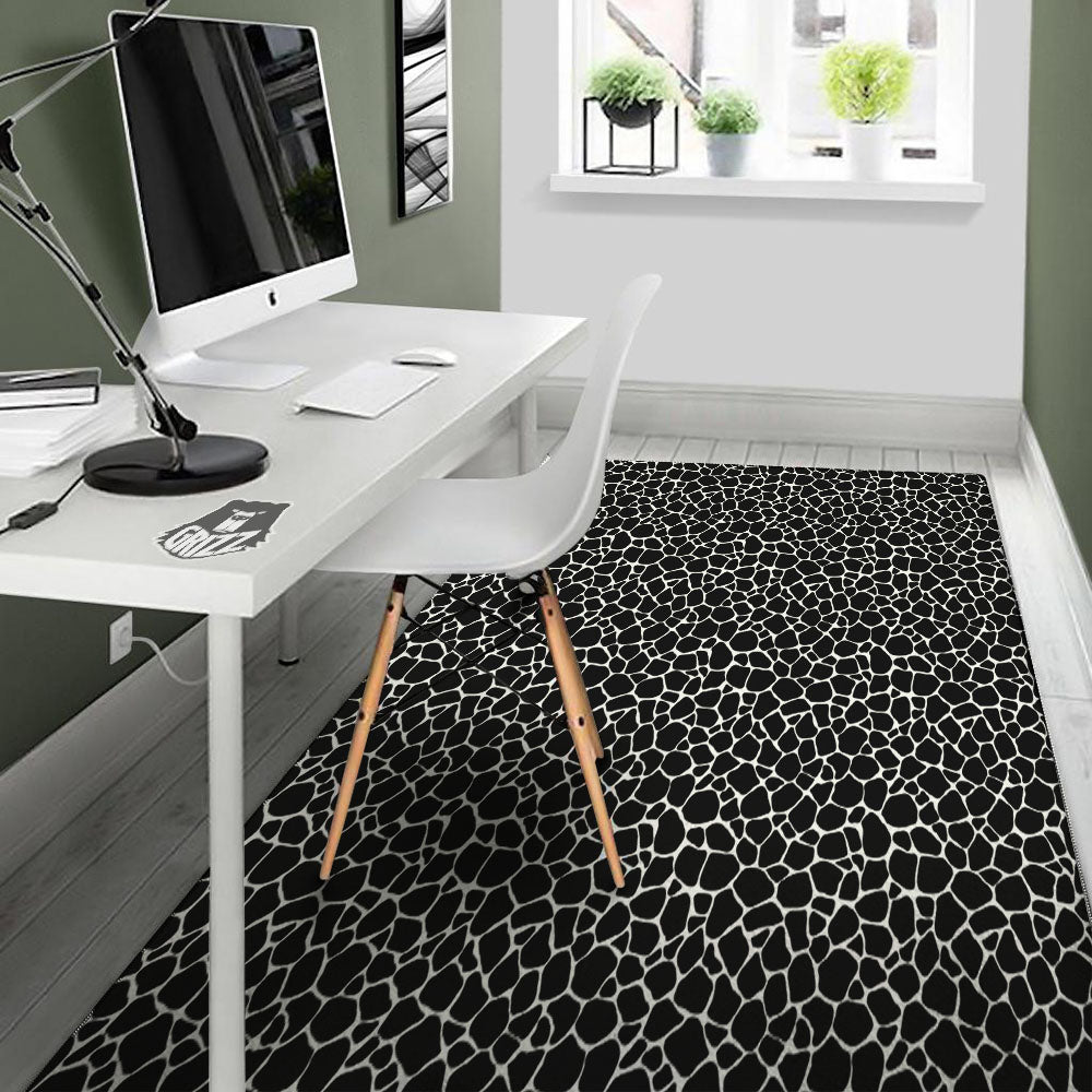 Giraffe Black Tropical Print Pattern Floor Mat-grizzshop