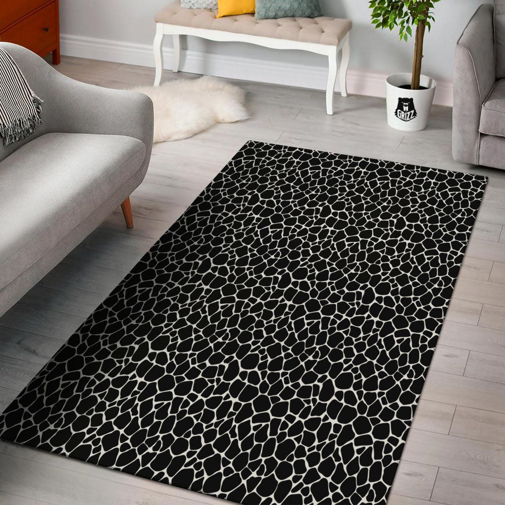 Giraffe Black Tropical Print Pattern Floor Mat-grizzshop