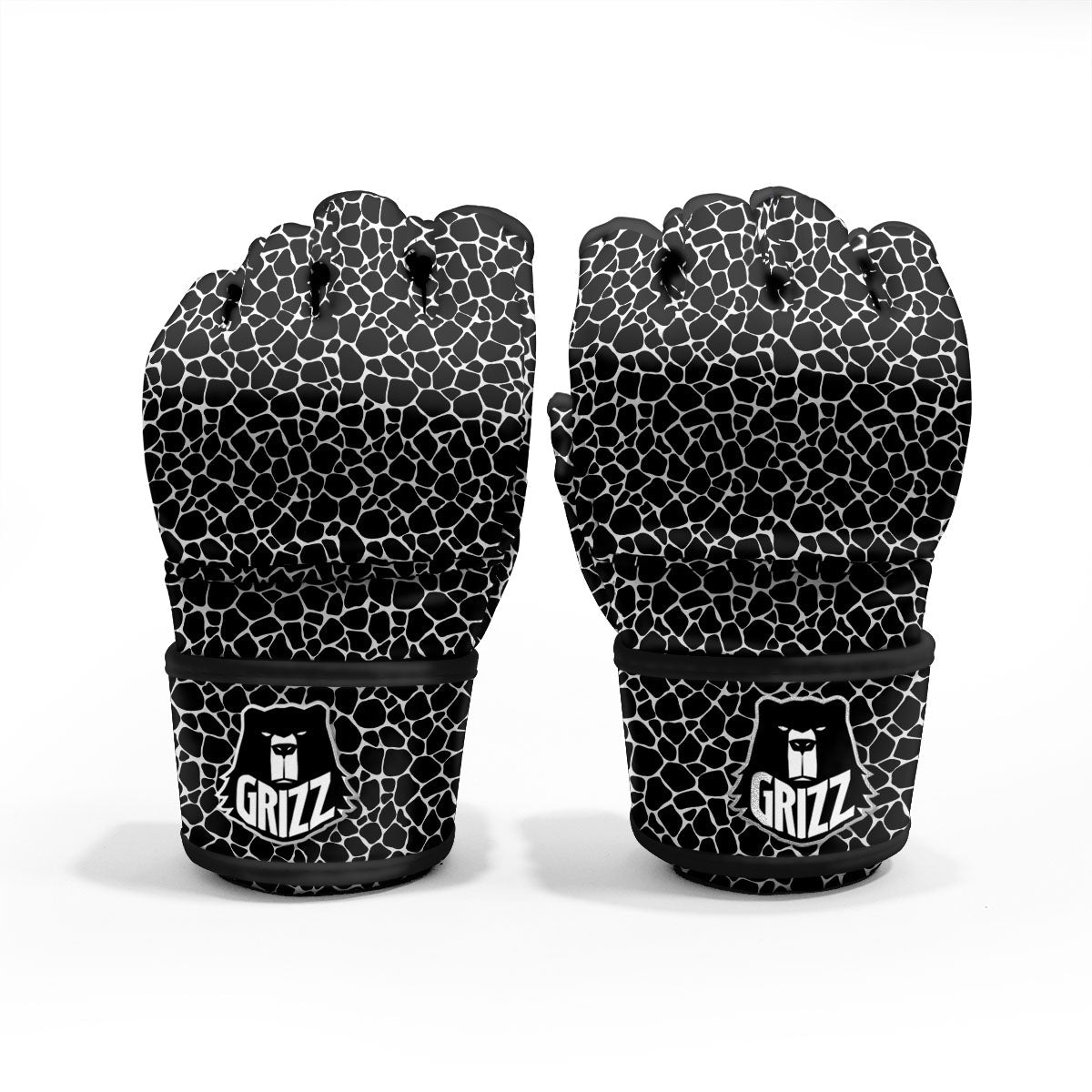 Giraffe Black Tropical Print Pattern MMA Gloves-grizzshop