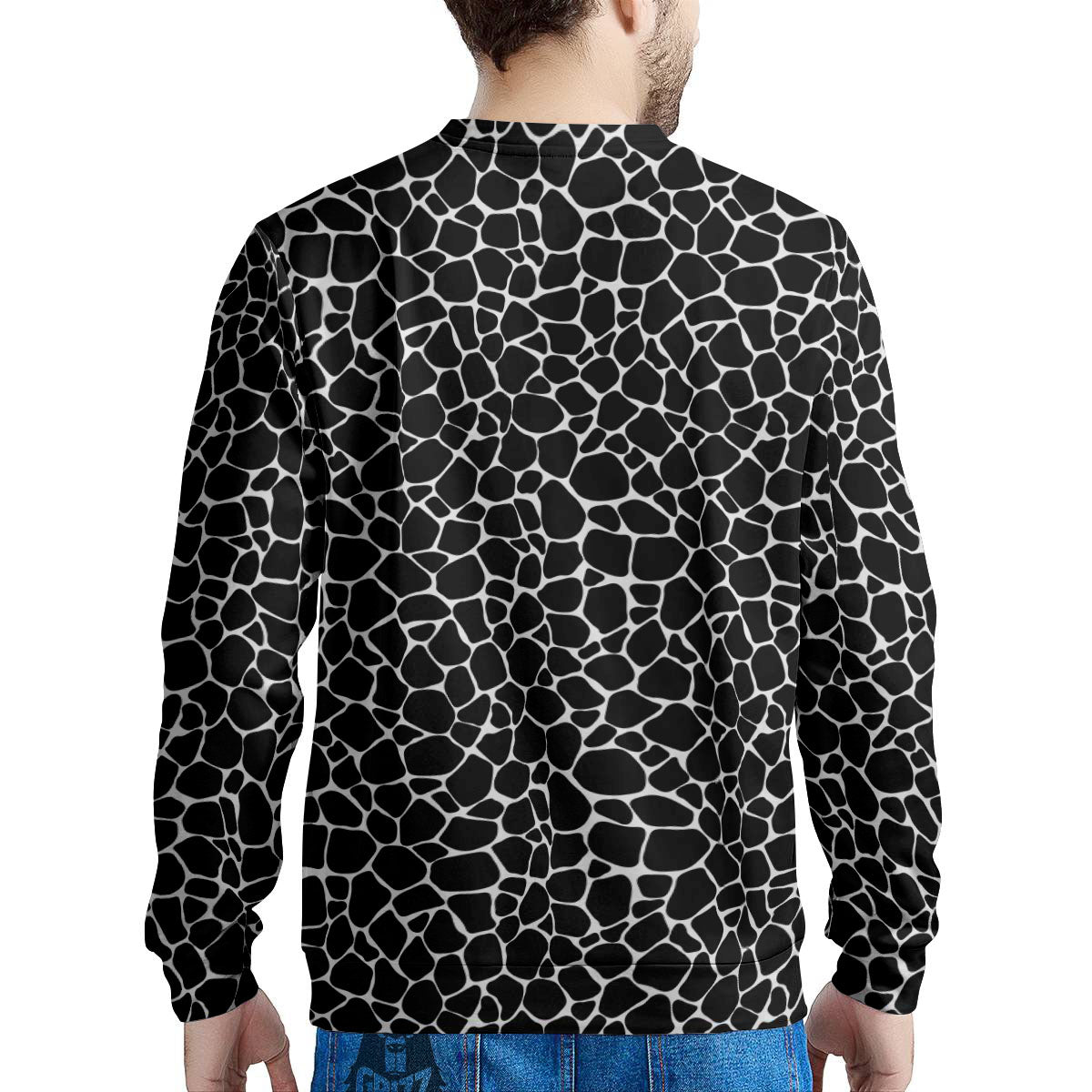 Giraffe Black Tropical Print Pattern Men's Sweatshirt-grizzshop
