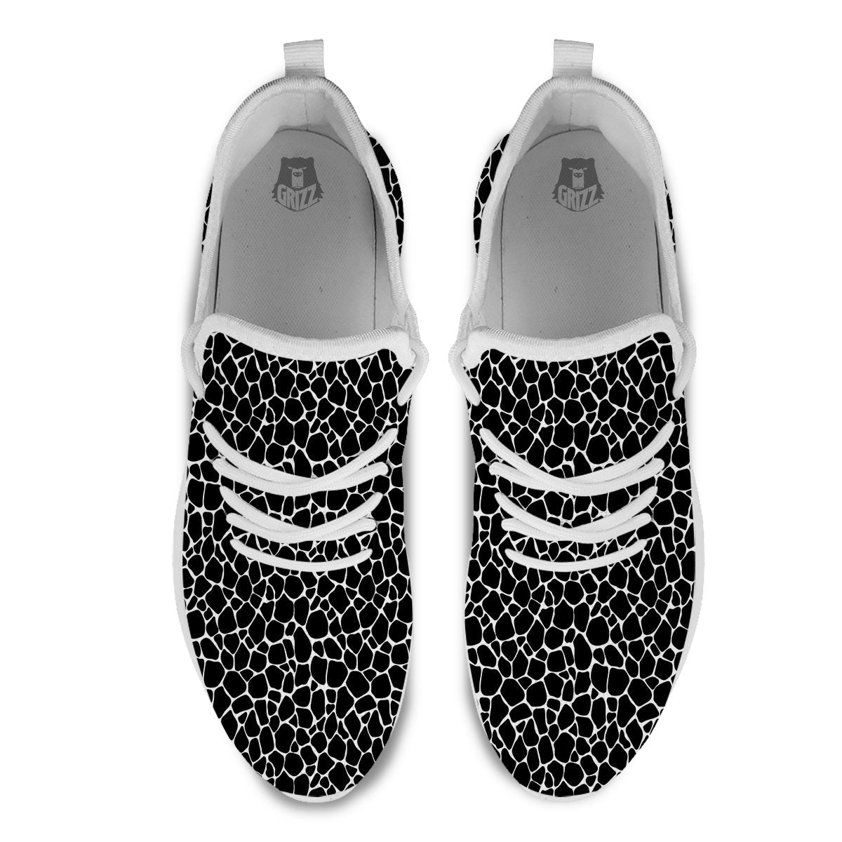 Giraffe Black Tropical Print Pattern White Athletic Shoes-grizzshop