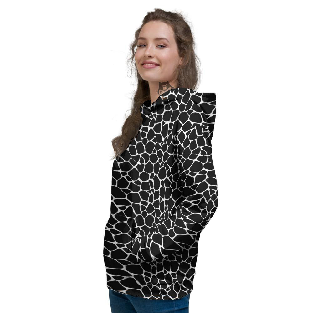 Giraffe Black Tropical Print Pattern Women's Hoodie-grizzshop
