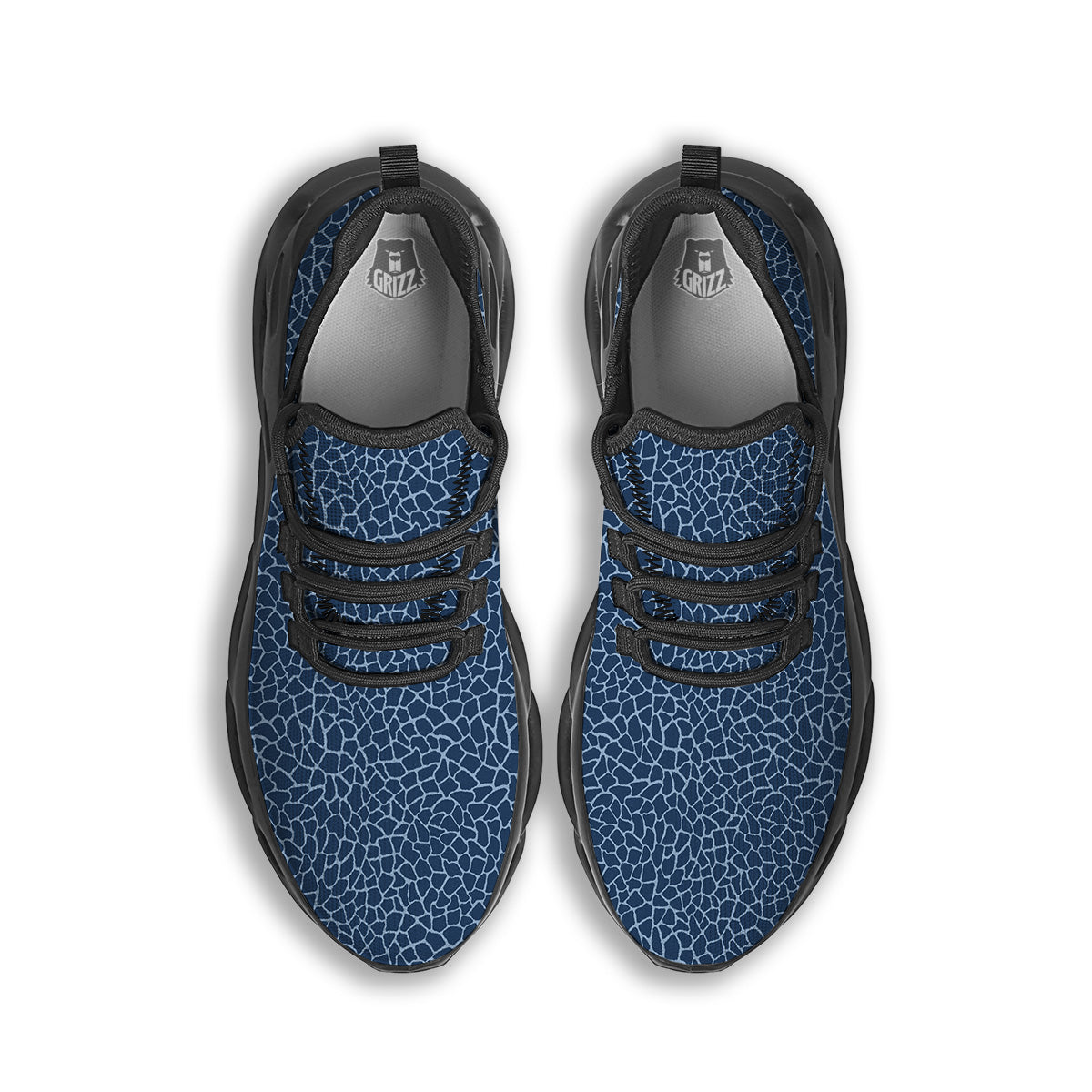 Giraffe Blue Print Black Running Shoes-grizzshop