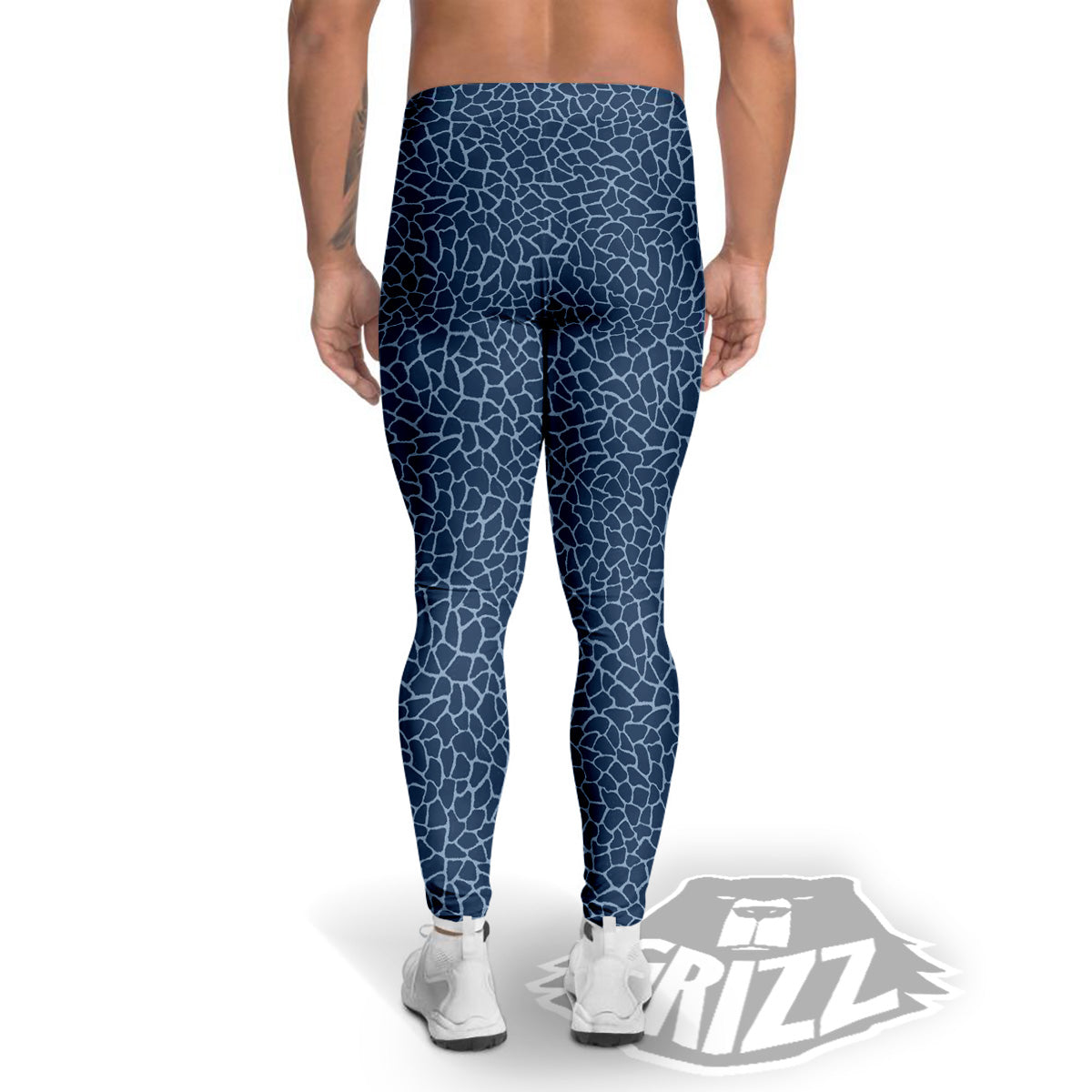 Giraffe Blue Print Men's Leggings-grizzshop