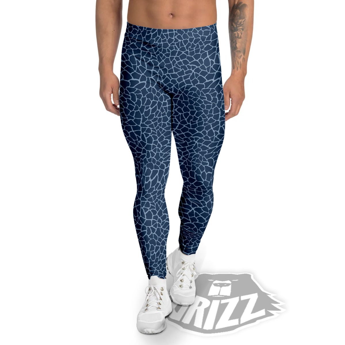 Giraffe Blue Print Men's Leggings-grizzshop