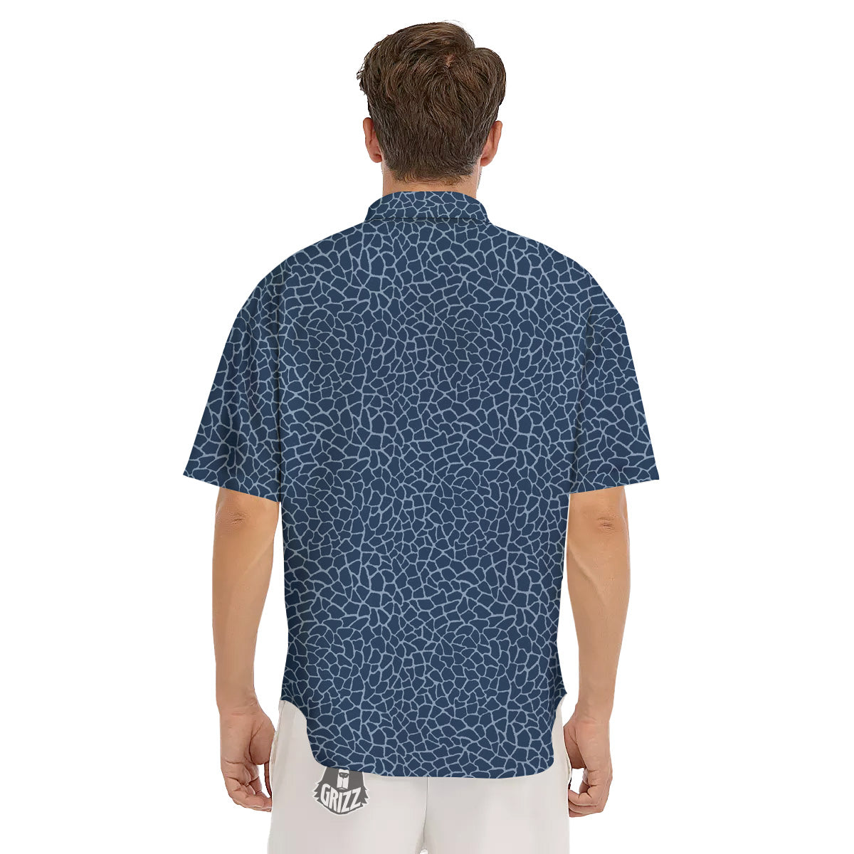 Giraffe Blue Print Men's Short Sleeve Shirts-grizzshop