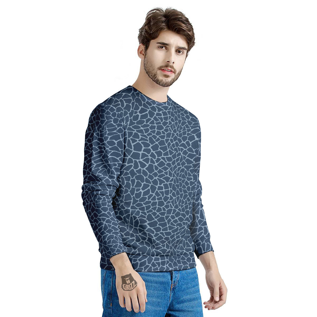 Giraffe Blue Print Men's Sweatshirt-grizzshop
