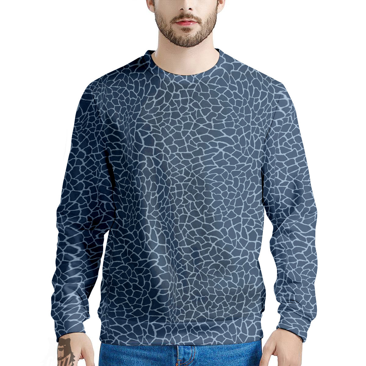 Giraffe Blue Print Men's Sweatshirt-grizzshop