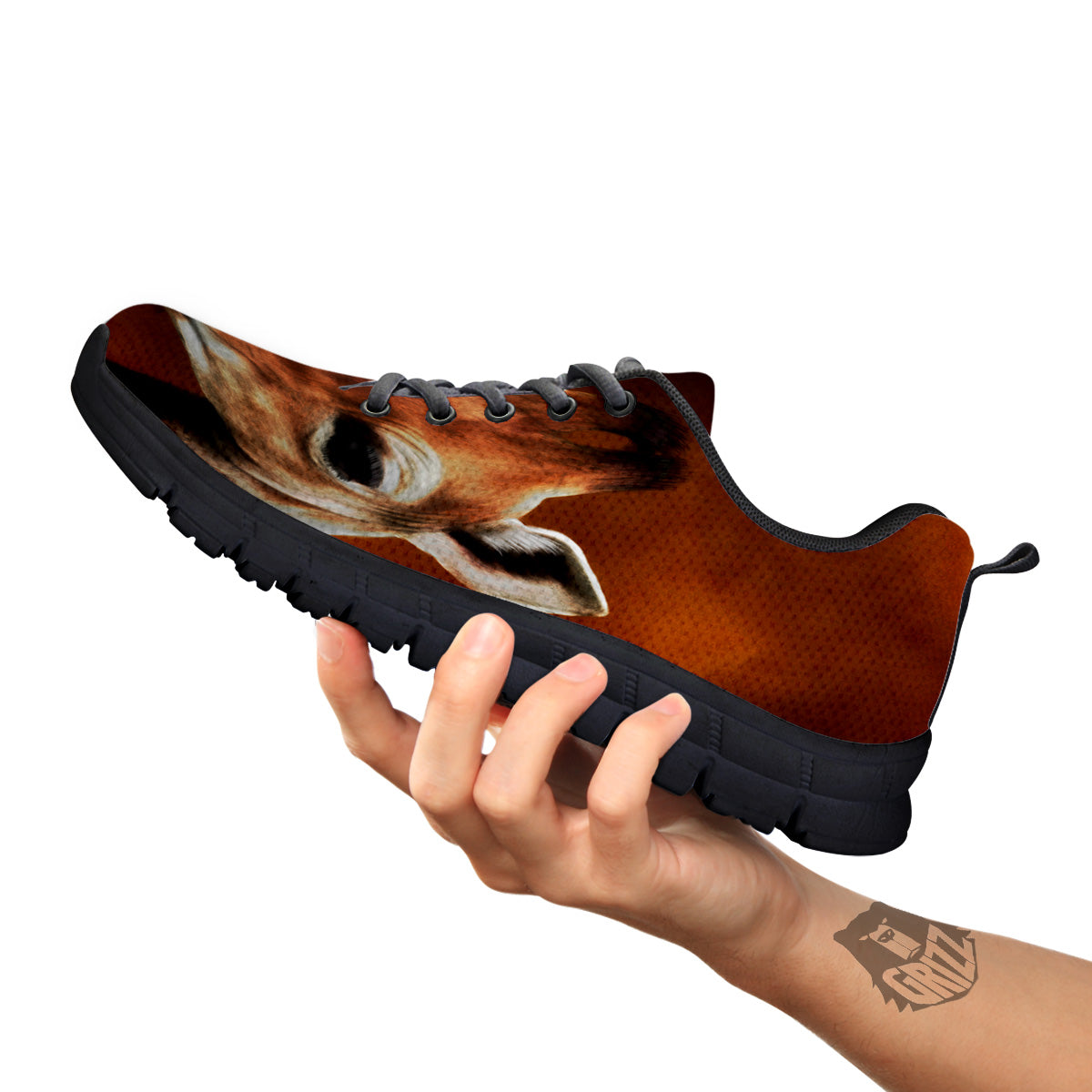 Giraffe Brown Print Black Sneaker-grizzshop