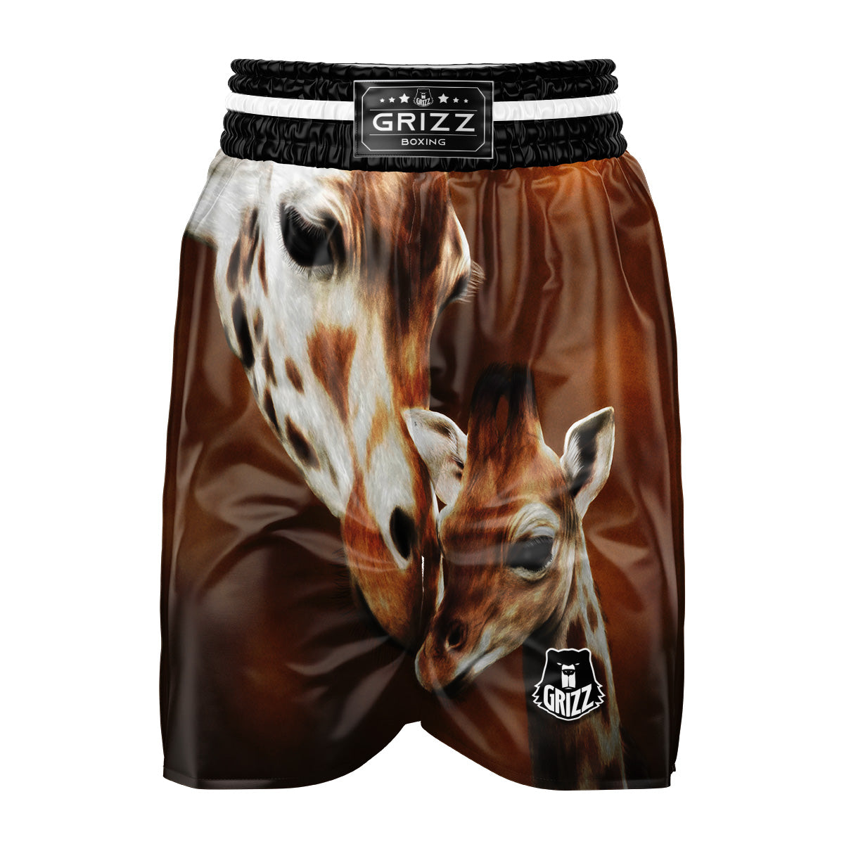 Giraffe Brown Print Boxing Shorts-grizzshop