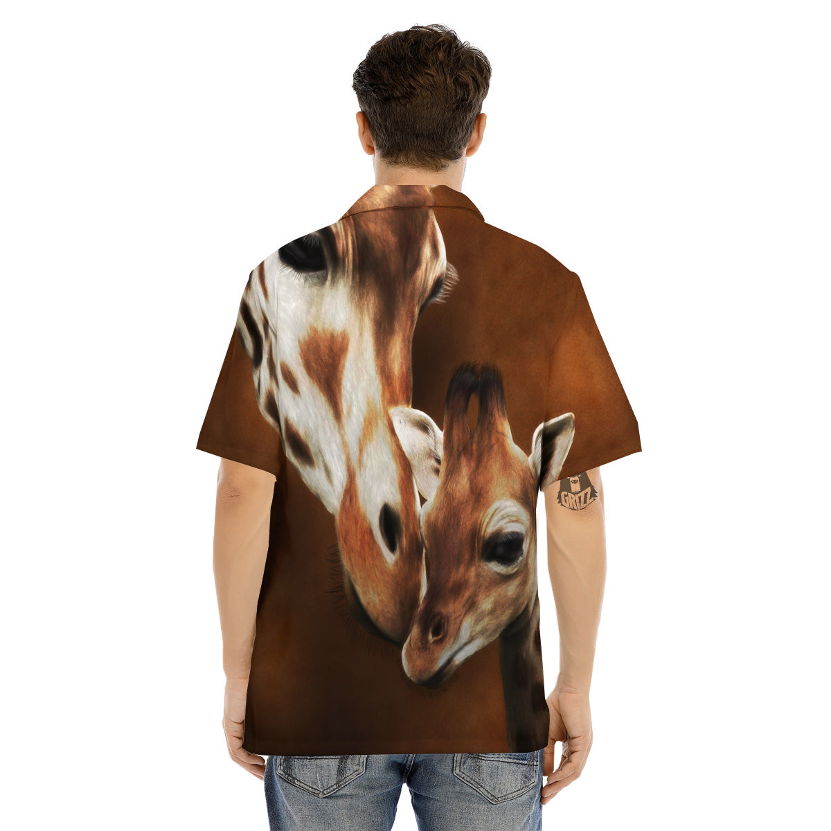 Giraffe Brown Print Men's Hawaiian Shirt-grizzshop